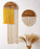 Houten Halve Cirkel Macramé Wanddecoratie
