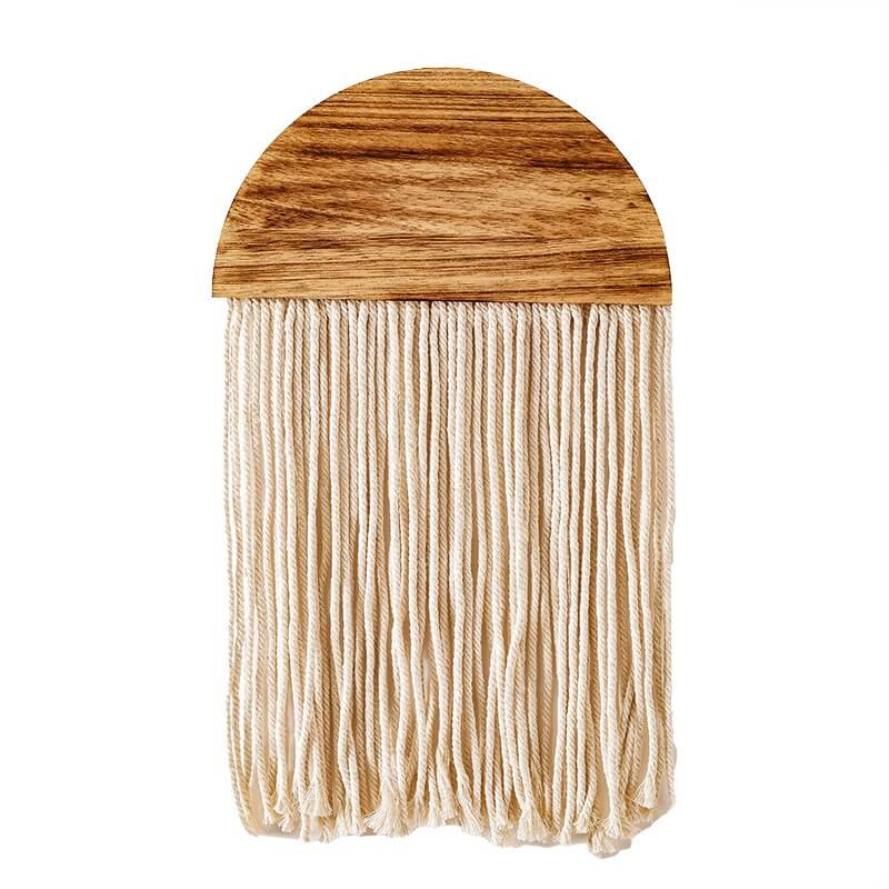 Houten Halve Cirkel Macramé Wanddecoratie