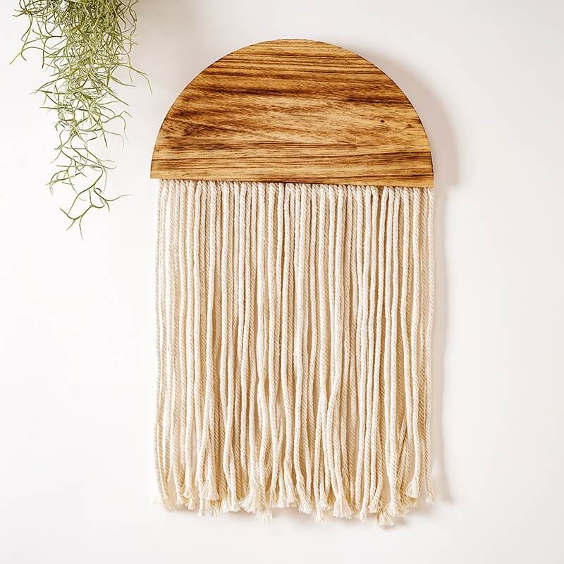 Houten Halve Cirkel Macramé Wanddecoratie