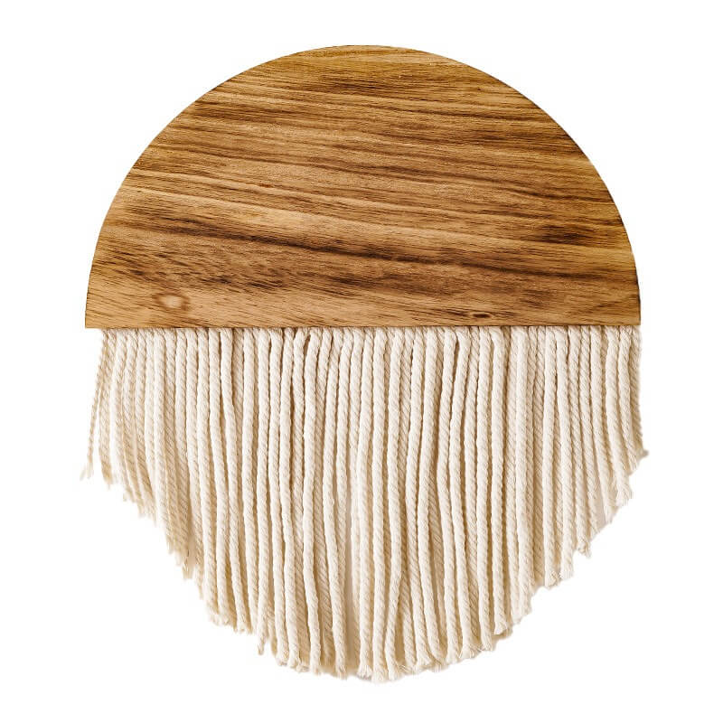 Houten Halve Cirkel Macramé Wanddecoratie