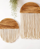 Houten Halve Cirkel Macramé Wanddecoratie